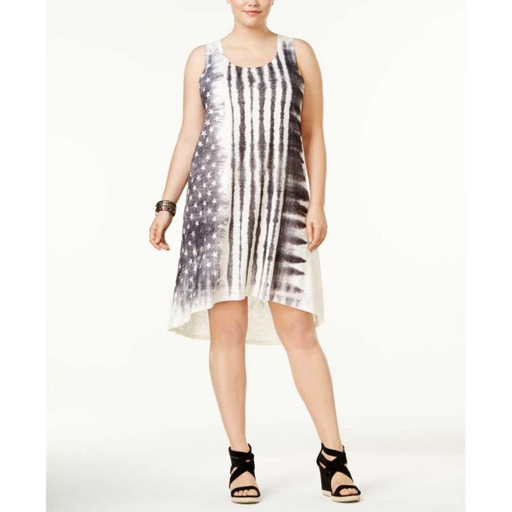 Ing Plus Size Tank Stars Stripe Print Dress